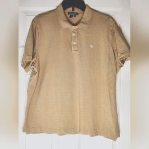 Lauren Ralph Lauren Polo 1X Sand Beige Shrtsl LRL Logo 100% Cotton Men's Shirt